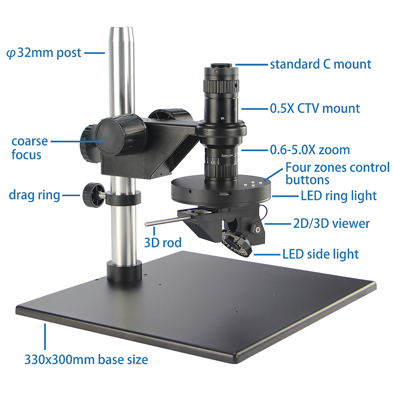 BS-10803DL 2D/3D Monocular Video Microscope with Side Light